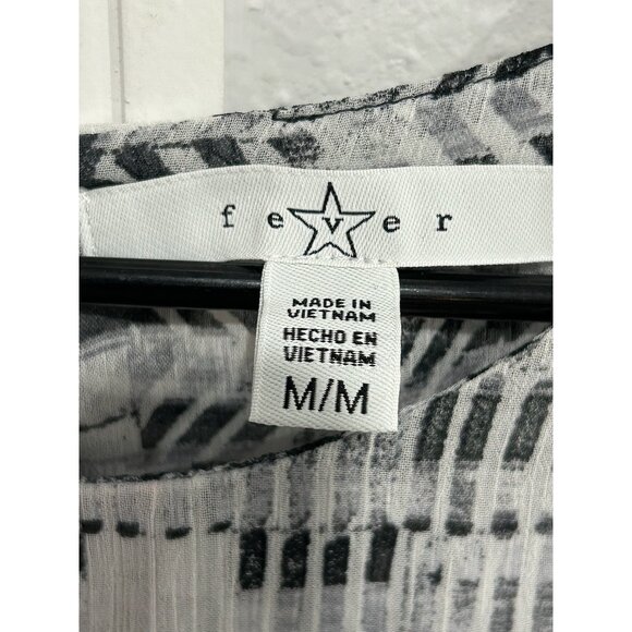 Fever Black White Geometric Print Sleeveless Tunic Top Sz Medium - Picture 5 of 10